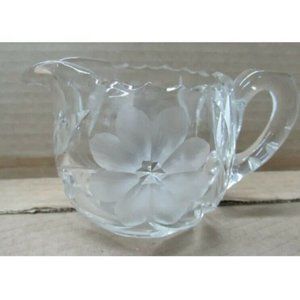 ABP Cut Crystal Etched Flower Creamer Pitcher ca.